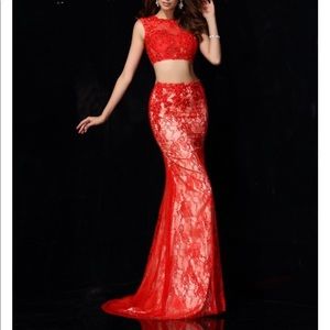 Red 2 piece dress